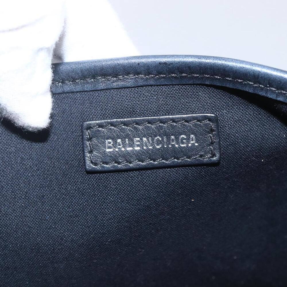 BALENCIAGA Navy kabas M Hand Bag Canvas White Black Silver 339933 Auth BA9416 - Picture 10 of 16